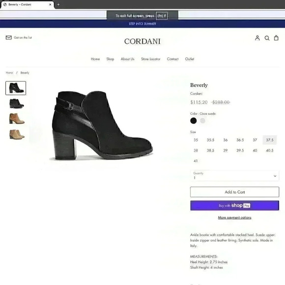 Cordani Beverly Black Suede EU 37.5 (US Women's 7) M (BRAND NEW) - Picture 2 of 8